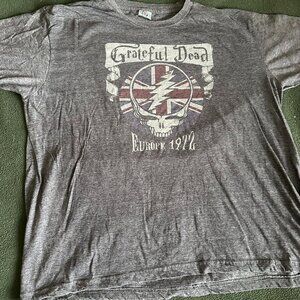 Grateful Dead Europe 1972 Retro Concert T-Shirt XL Gray Vintage Rock Tee Jerry!
